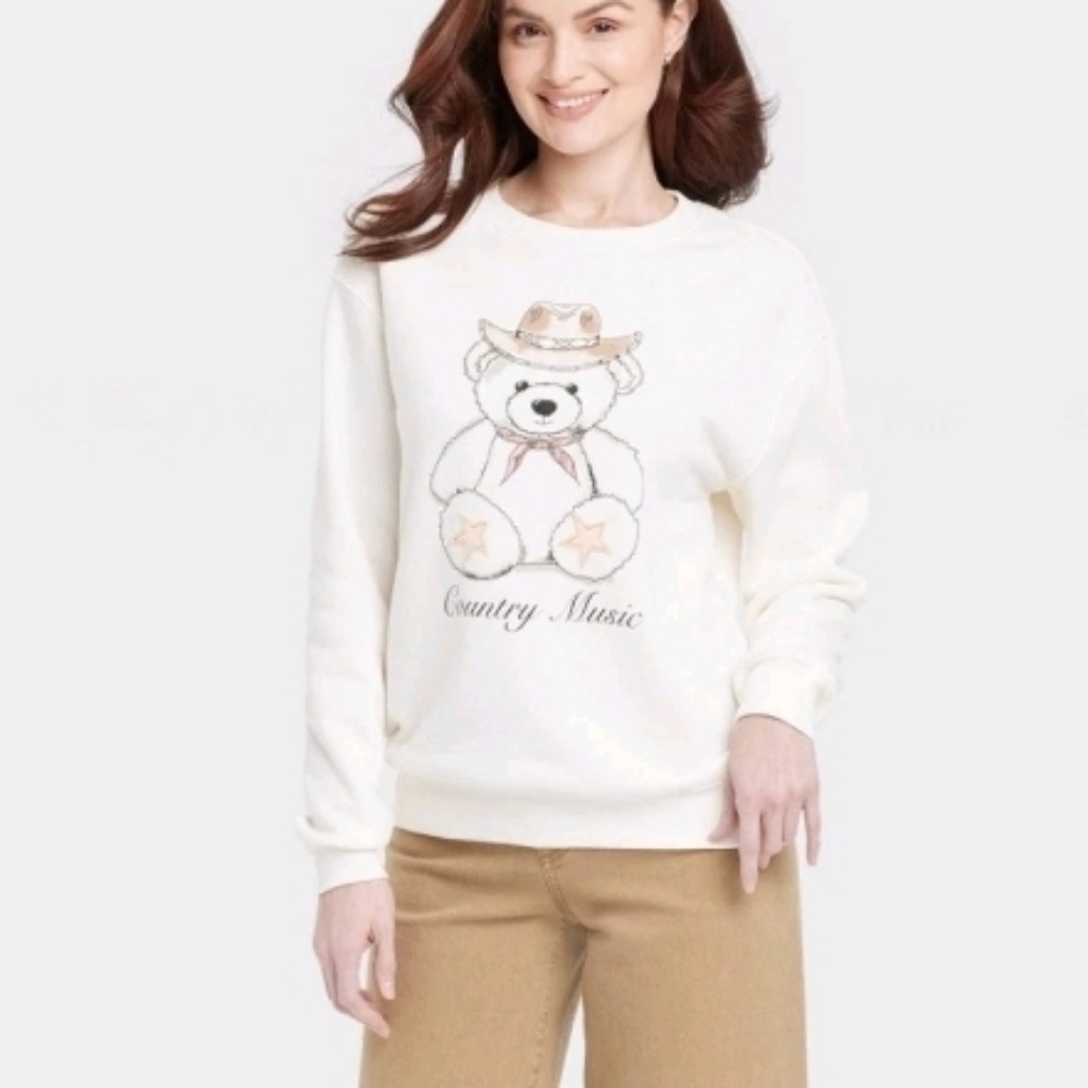 ❤️10/$40 New Country Music Bear Cream Sweatshirt